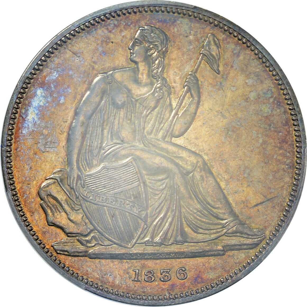 1836 Gobrecht Silver Dollar Original | Pcgs Proof-62 Cac (toned)