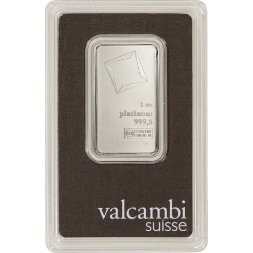 1 Oz Platinum Bar - Valcambi Suisse - 999.5 Fine In Sealed Assay