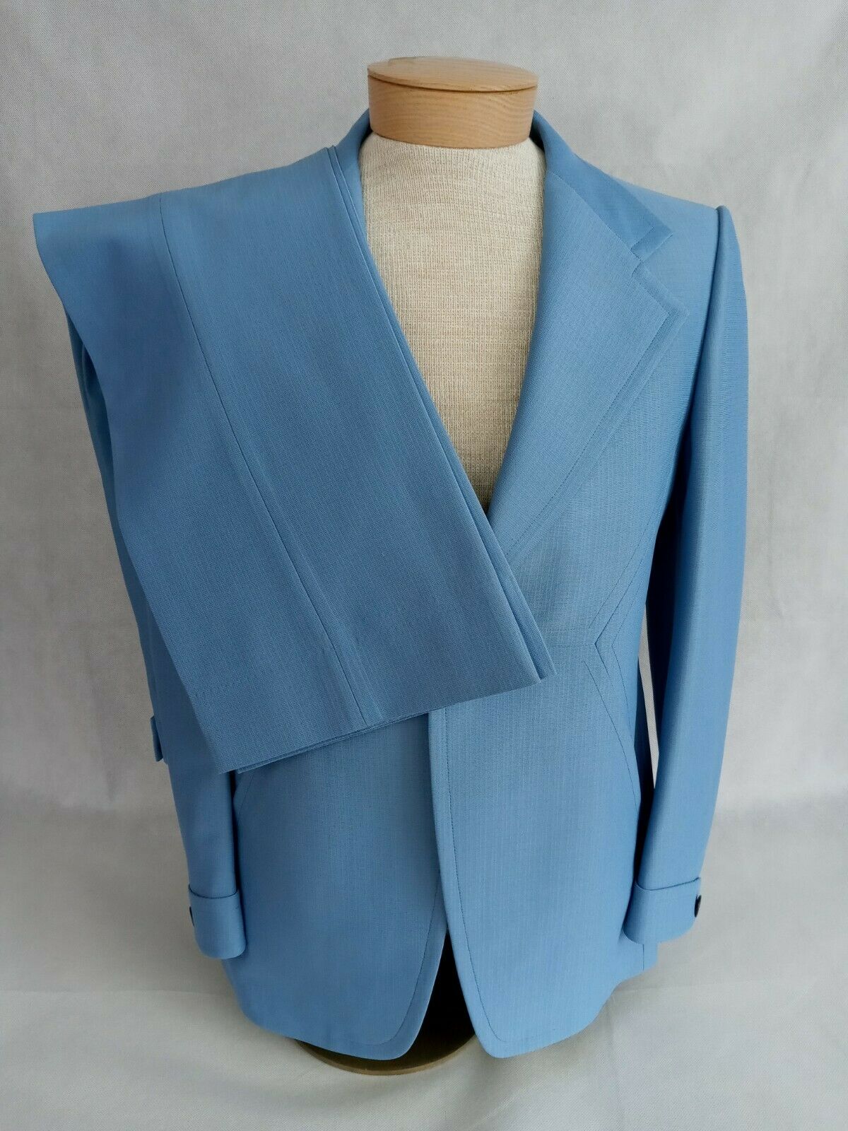 Vintage Fashion First Mens Blue Notch Long Sleeve 2 Piece Suit Size Chest 22"