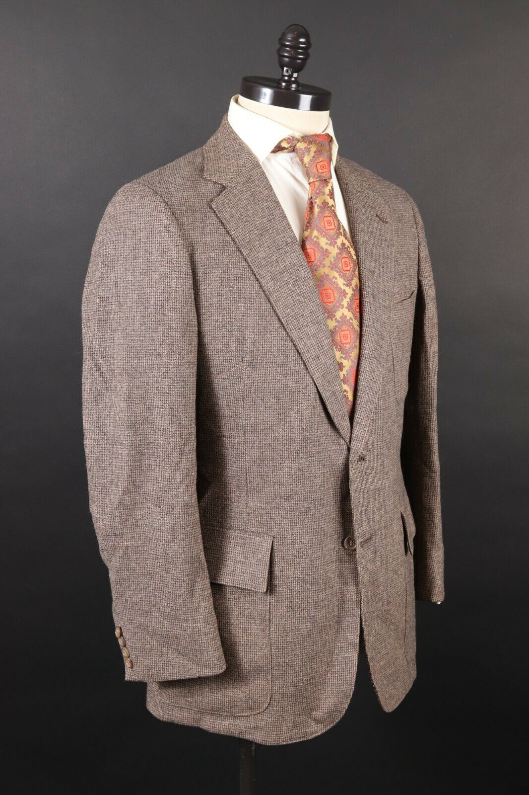 Vintage 70s Wool Tweed 2 Button Suit Mens Size 40 Reg