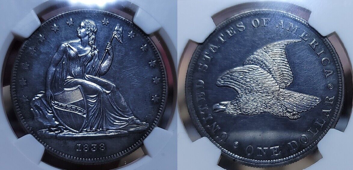 1838 Silver Gobrecht Dollar $1 Ngc Pr 64 J-84 Die Alignment 111