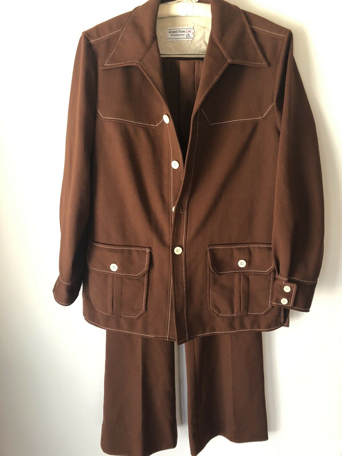 Vintage 70's Grand Slam Ltd. Munsingwear Polyester Leisure Suit Brown Med  32x29