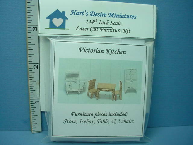 Miniature Dh/dh Victorian Kitchen Furniture Kit #a (5 Pc) 1/144th Scale Harts