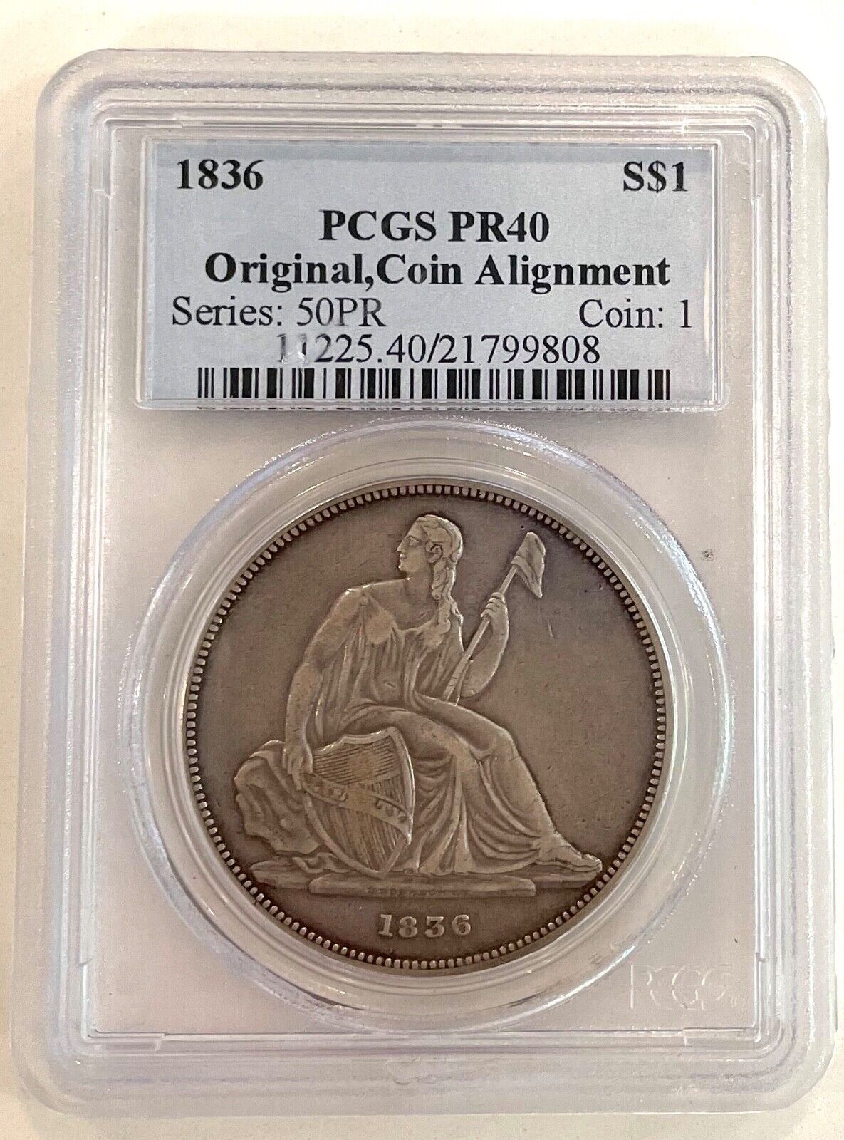Rare  1836 Pcgs Pr40 U.s. Silver Gobrecht Dollar