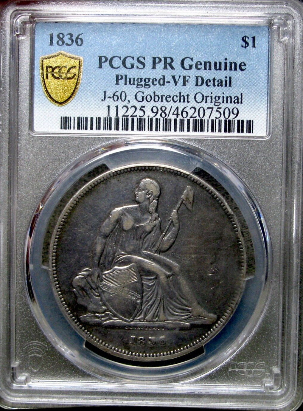 1836 Goebrecht Dollar Original J-60  --- Pcgs Proof Vf Detail Coin --- #342a