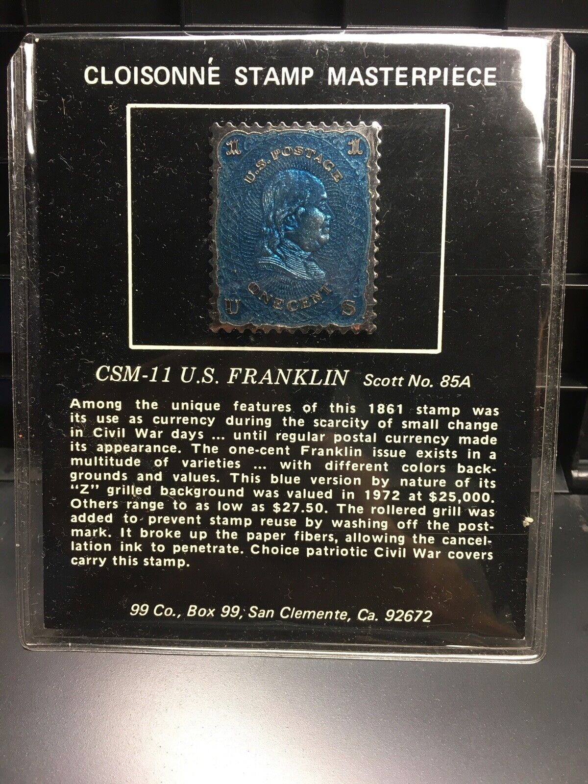 Cloisonne Stamp Masterpiece Csm-11 U.s. Franklin Scott No.85a Bronze