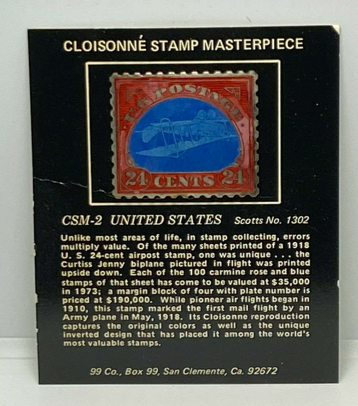 Cloisonne Stamp Masterpiece Csm-2 United States 1.000 Fine Silver