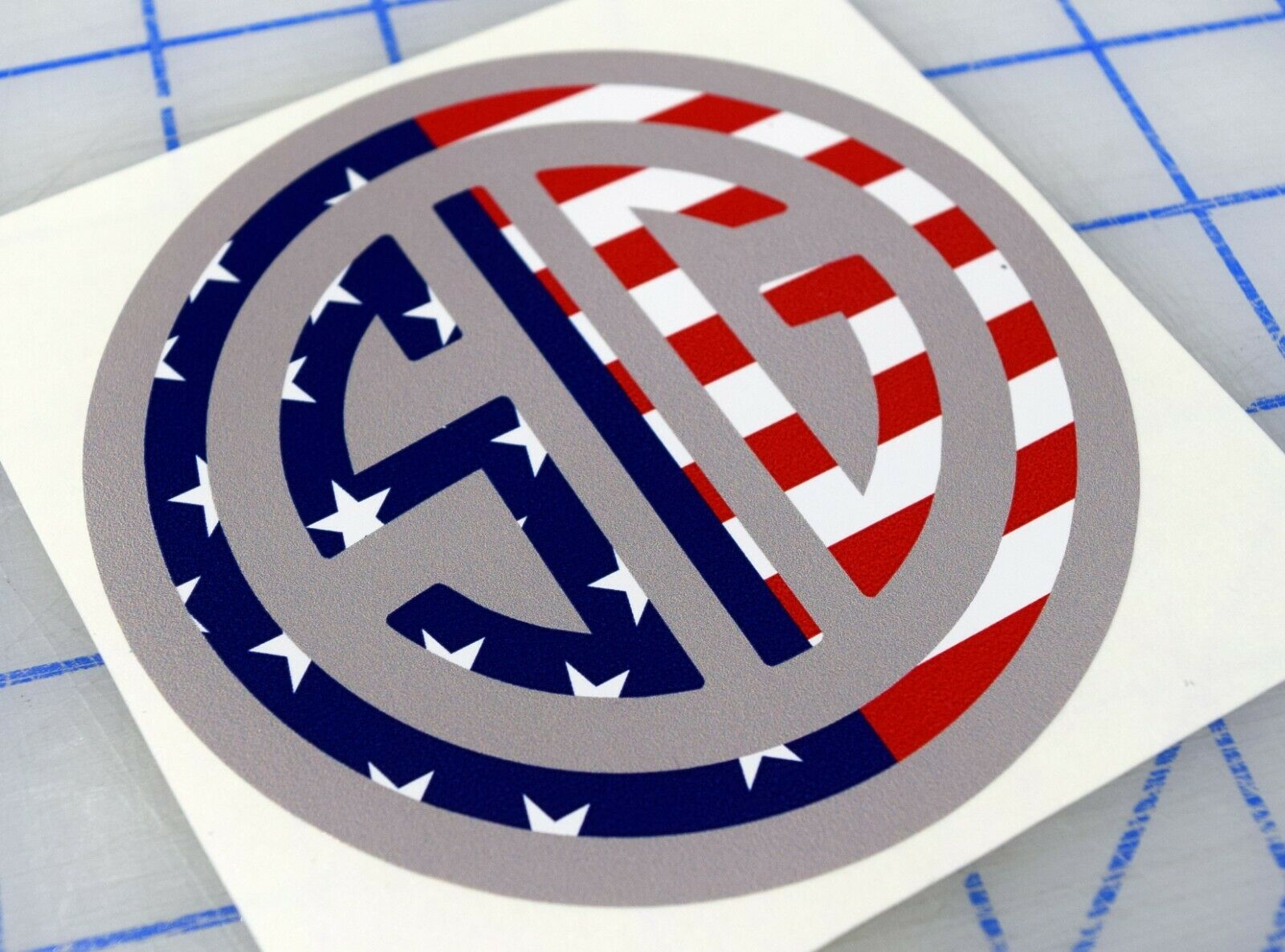 Sig Sauer Round Decal Sticker Red White And Blue American Flag - Usa Rwb